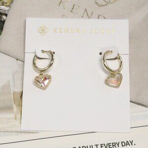 Kendra Scott Ari Heart Gold Dichroic Glass Earrings